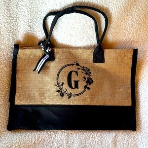 Cute jute and cotton tote bag NWOT